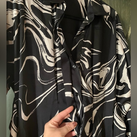 Zara Black & White Silky Dress - Picture 10 of 15